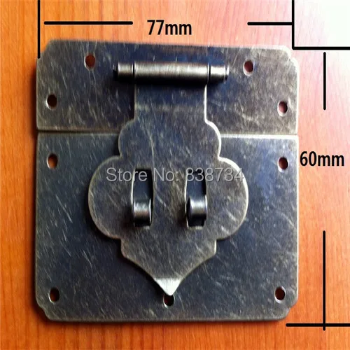 

10pcs 60*77mm steel with antique brass plated wooden box hasp