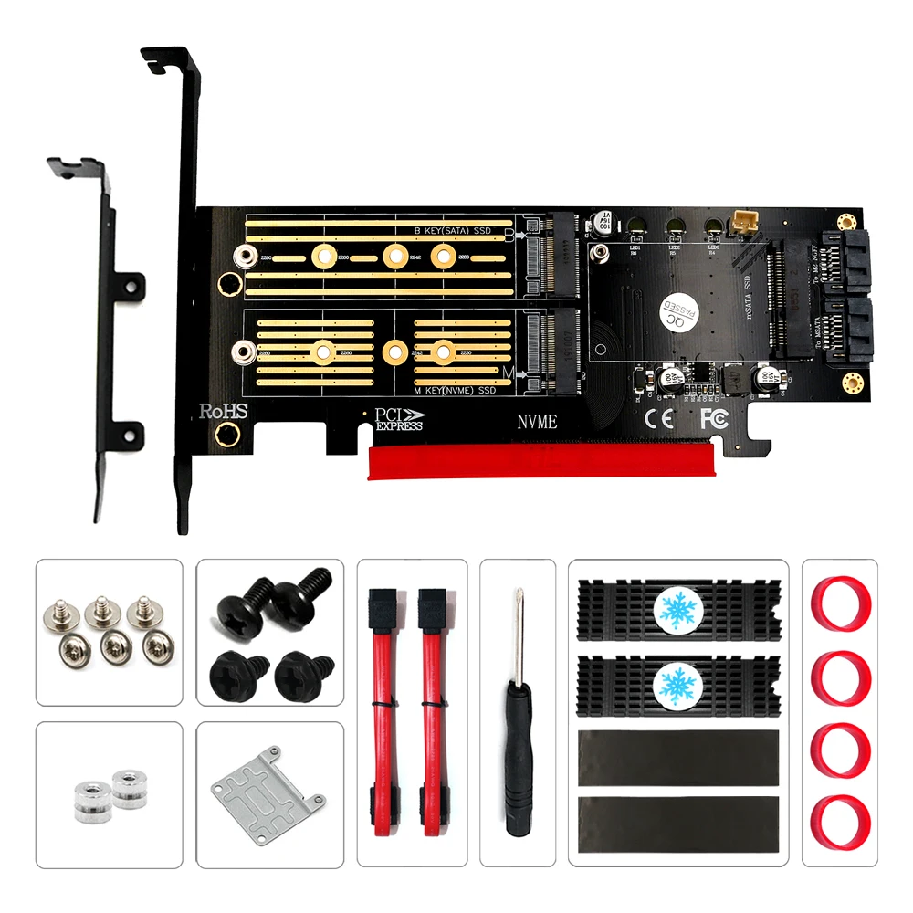 H1111Z NVME M.2 NGFF MSATA SSD PCI Express Райзер карта E PCIE к адаптеру M2 SATA адаптер охлаждение|Платы