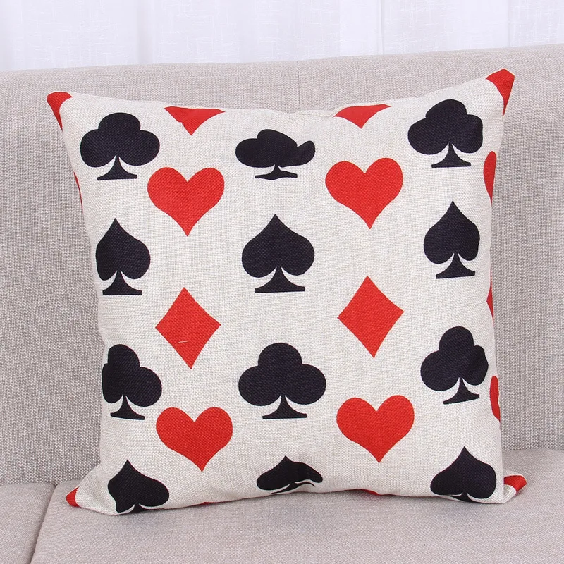 New Poker Design Throw Decorative Cotton Linen Pillow Case Cushion Hot Sale | Дом и сад