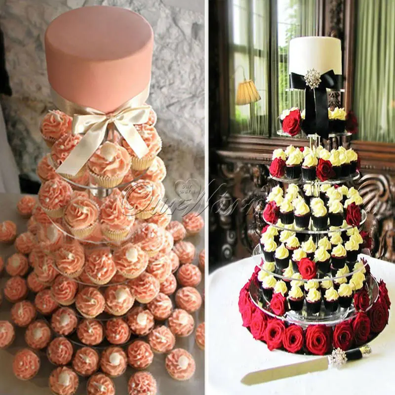 Трехуровневая кристально прозрачная круглая акриловая подставка для кексов