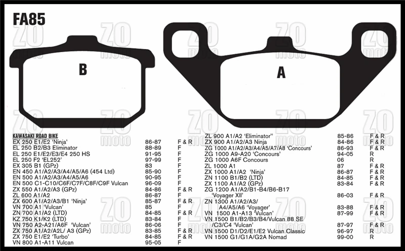 2016 Newet Brand ZOMOTO MOTOCYCLE Disc Brake Pads FA85 fit for KAWASAKI ROAD BIKE EX250 EL250 EX305 EN450/500 ZX50 VN800|bike bells kids|bike gunbike
