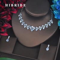 hibride flower shape clear bridal jewelry sets for women pendant set dress accessories brilliant jewelry necklace set n 580