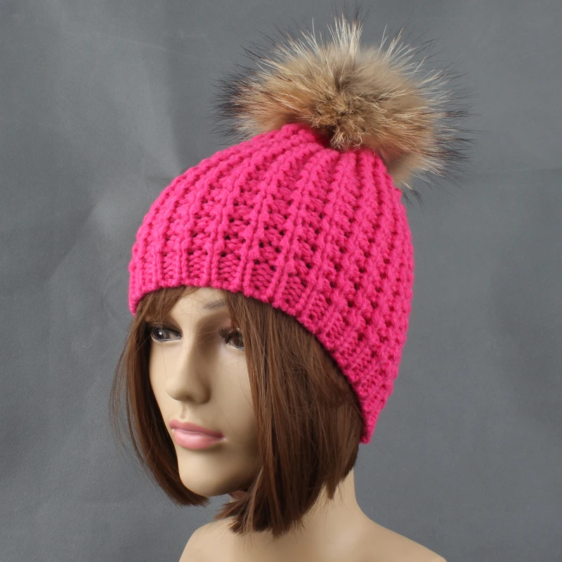 Осенняя шапка для женщин зимние шапки натуральный мех енота меховая с вязаным