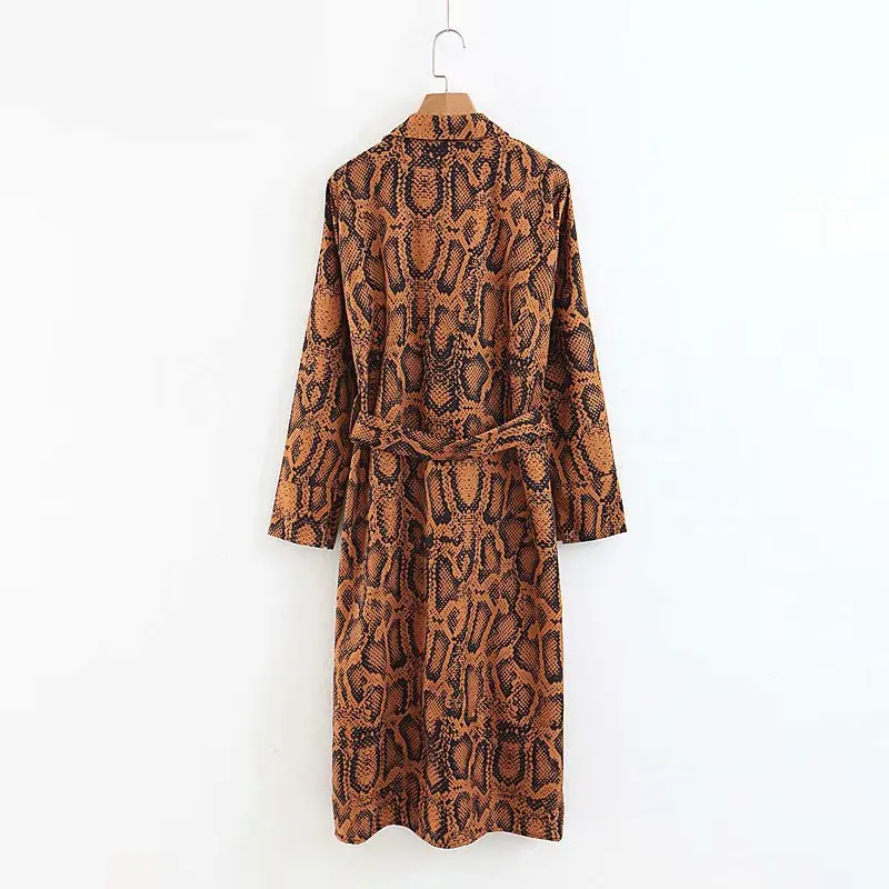 Vestidos feminina платье в английском стиле с принтом змеиной кожи поясом кольцами и