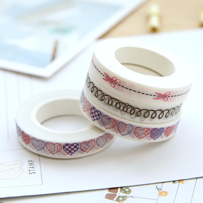 3 шт. 10 м* 7 мм любовь и листья Diy Наклейка декоративная Маскировочная Липкая лента Материал Escolar фотоальбом васи лента
