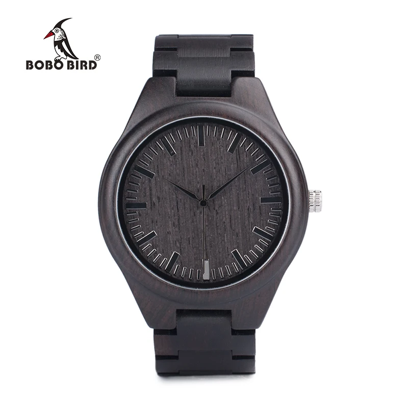 BOBO BIRD часы мужские Relogio Masculino из черного дерева наручные часы мужские повседневные Кварцевые reloj hombre в подарочной коробке логотип на заказ