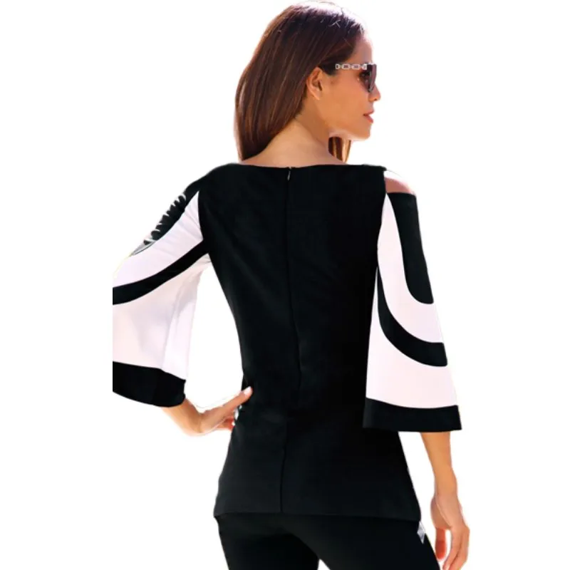 Zmvkgsoa Новое поступление Майки Топы Одежда Colorblock короткий сексуальный колокольчик