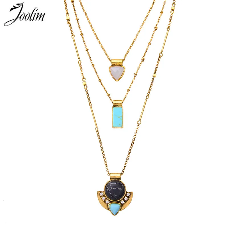 

JOOLIM Jewelry Free Shipping Wholesale Three-Row Convertible Necklace 3 In 1 Removable Statement Layered Neclace For Women