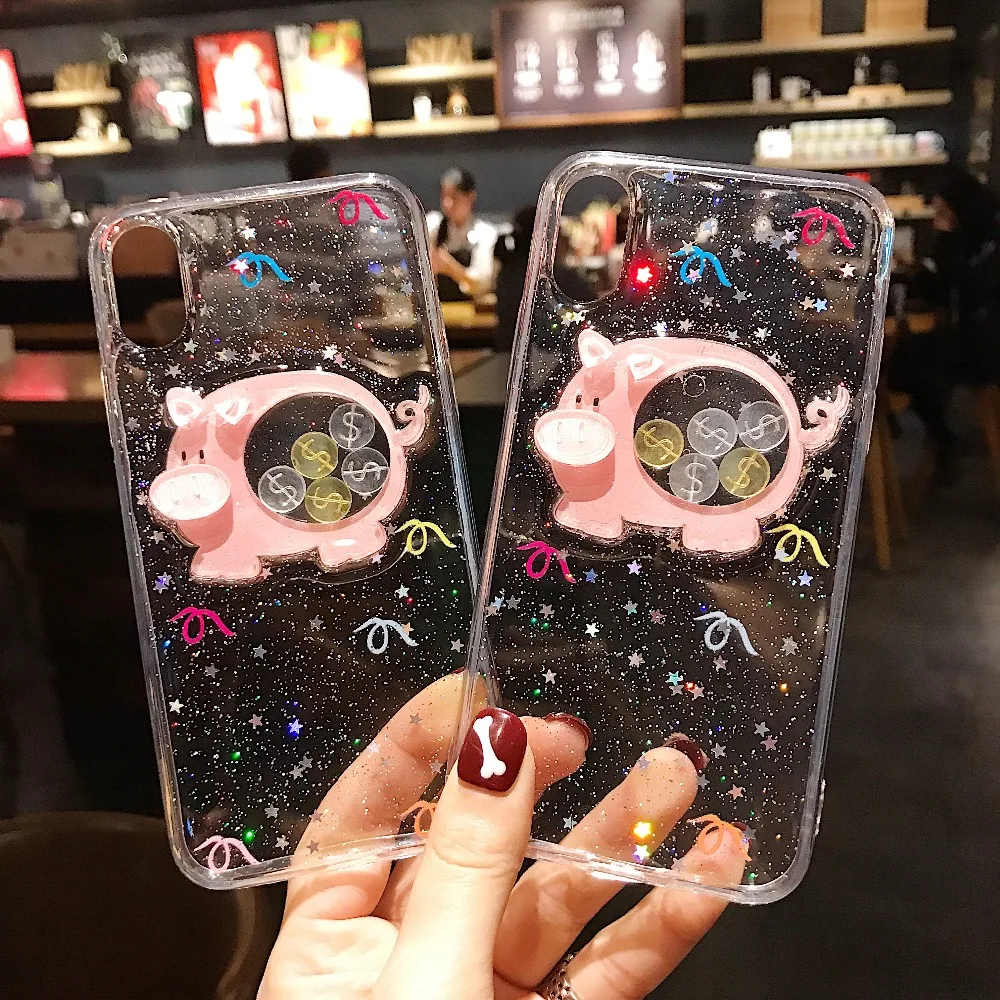 ORYKSZ блестящий прозрачный силиконовый чехол для телефона Lucky Pig Для IPhone Xs XSMAX XR s 6S 7 8