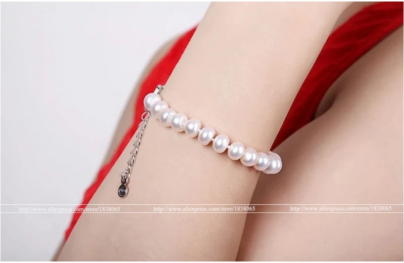 Dainashi белый пресноводный жемчуг браслет для женщин 9-10 мм натуральный Fine Jewelry