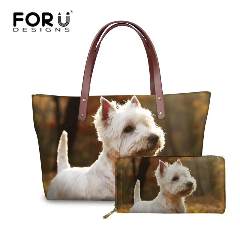 FORUDESIGNS/женские сумки 3D West Highland Terrier с принтом собаки верхней ручкой женские
