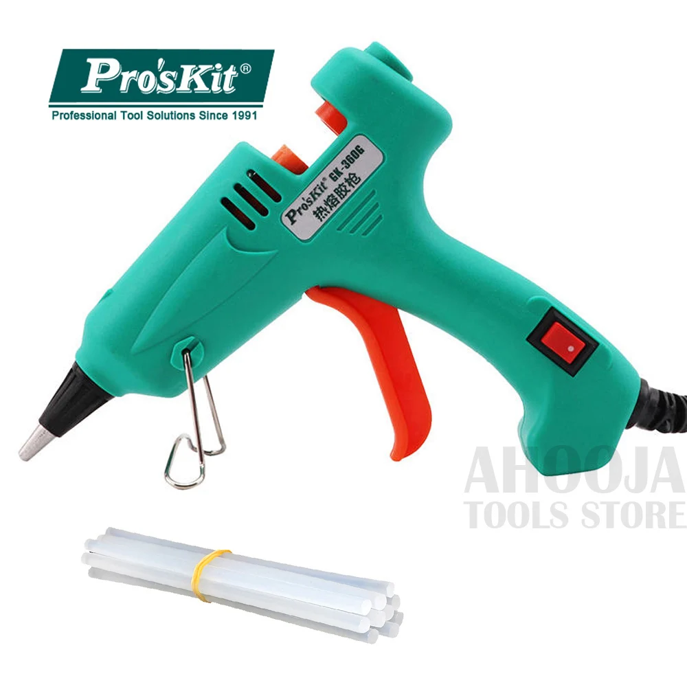 Pro'skit термостойкий термоклеевой пистолет 20 Вт DIY процесс клей пистолет ремонт тепловые инструменты отправить 12 шт. клей-карандаш