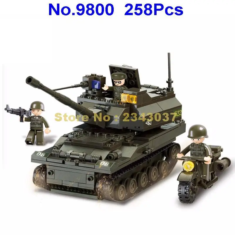 Sluban 9800 258 шт. в стиле милитари K 9 Танк Строительный блок игрушка|building blocks|tank building