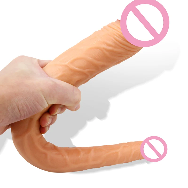 37 см длинный фаллоимитатор для лесбиянок двойной реалистичный пенис кожа и блеск