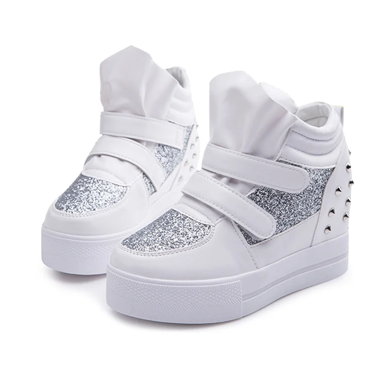 White Women Sneakers High Heels Wedges Casual Shoes Female Rivet Ankle Boots For Hook &amp Loop Ladies Flats Grapara | Обувь