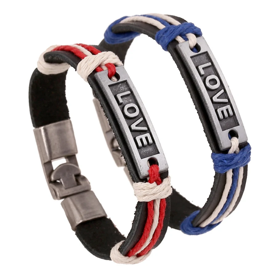 2017 модный винтажный двойной кожаный браслет ручной работы искусственные