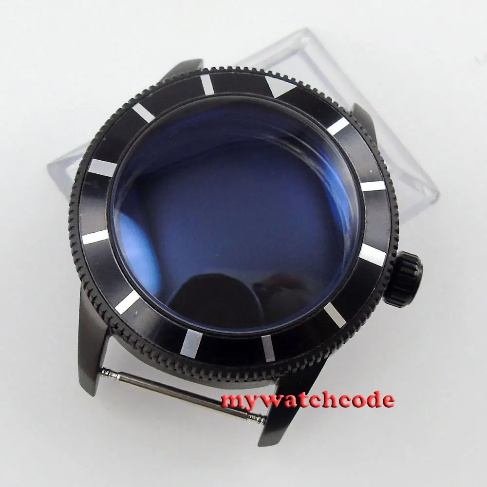 

46mm black alloy bezel PVD Watch Case fit ETA 2824 2836 MOVEMENT C93