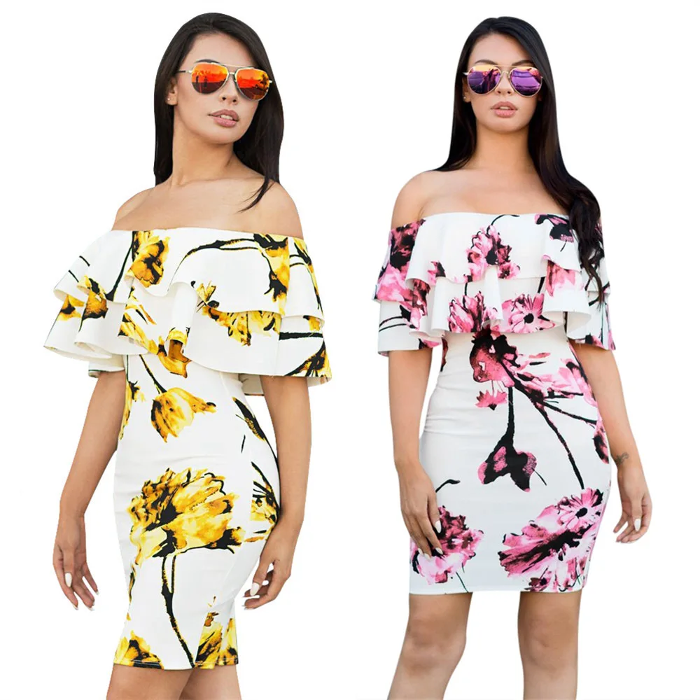 Joiekuno печати без бретелек Vestidos blusas mujer de moda летние пикантные 2019 Bodycon Вечерние мини
