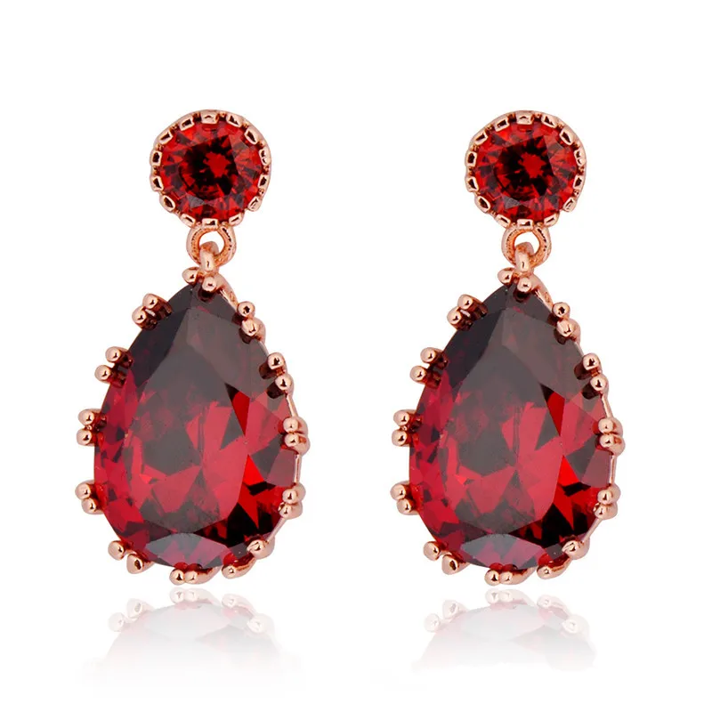 Ослепительные Красочные камни для женщин цвета шампанского CZ красные ювелирные