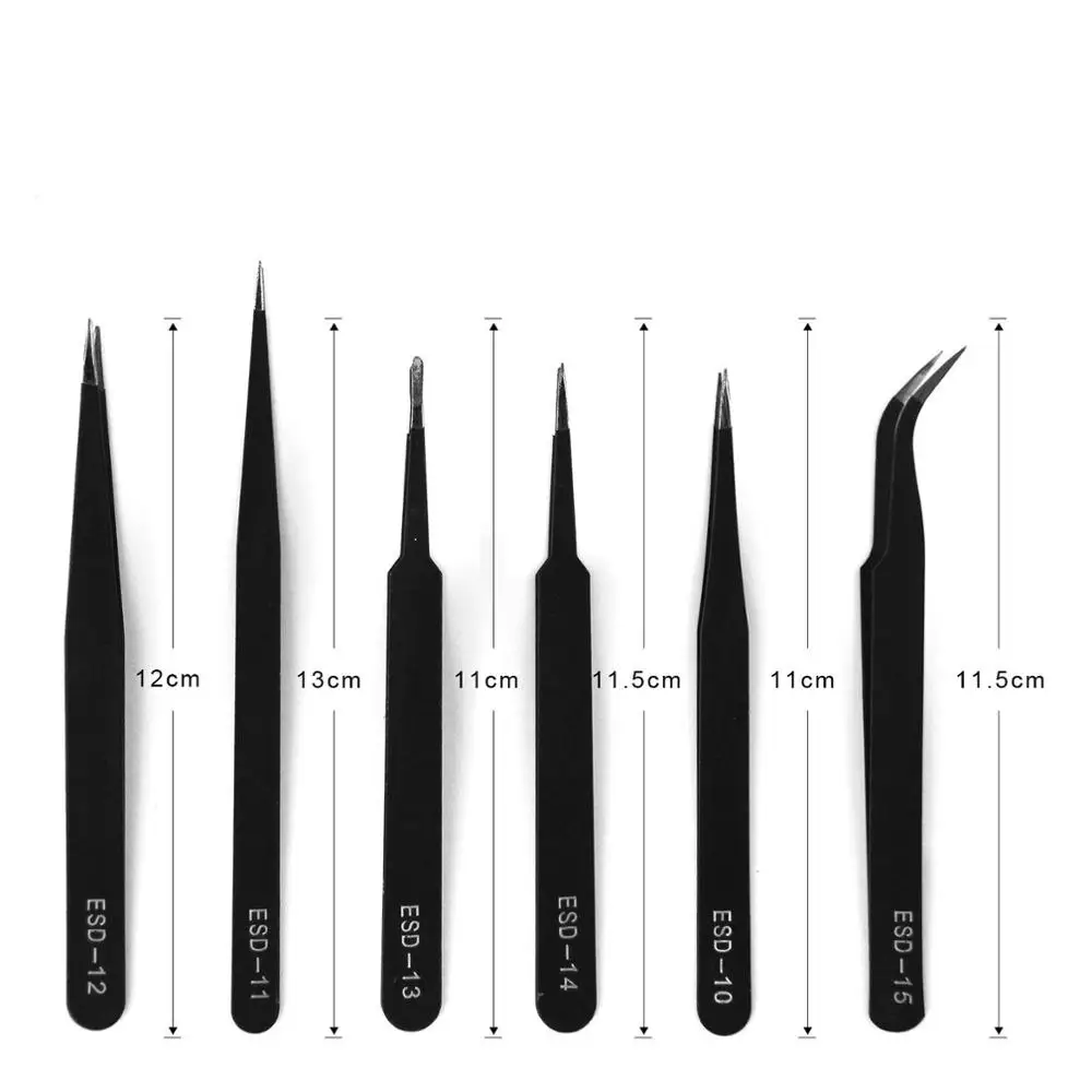 1 шт. безопасный антистатический прецизионный Пинцет Pinzas Pincet из нержавеющей стали ESD пинцет Инструменты для ремонта электроники