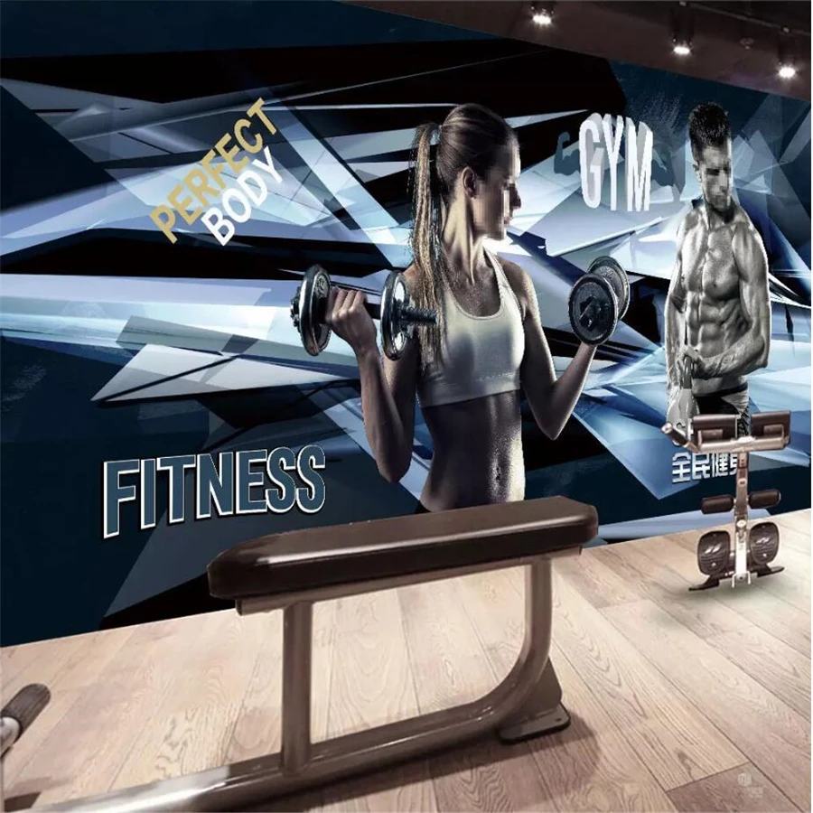wellyu Custom wallpaper 3d stereo photo murals sports fitness decorative painting TV background wall living room mural | Обустройство