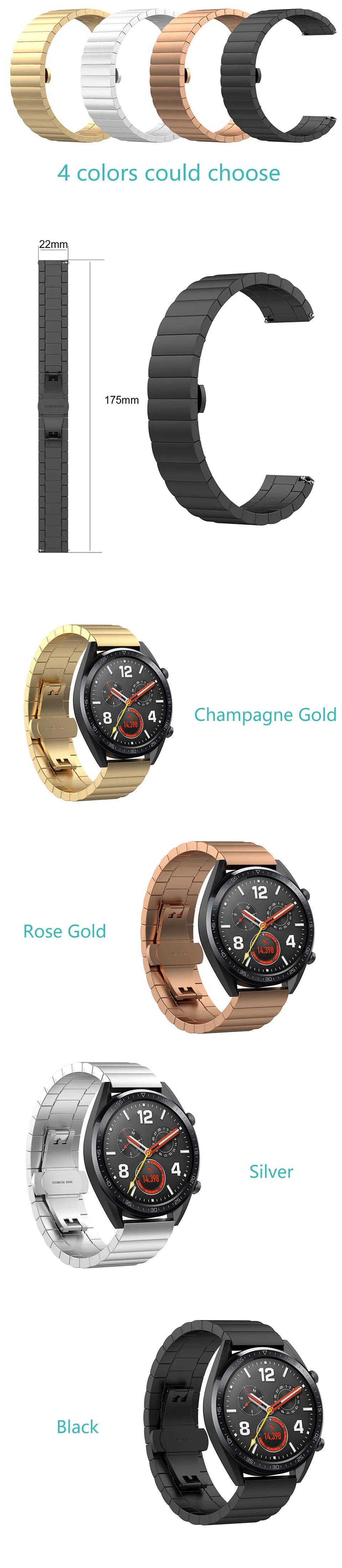 ECSEM ремешок для часов из нержавеющей стали для huawei Watch GT 46 мм/Honor Magic Sport Smartwatch сменный металлический браслет quick fit