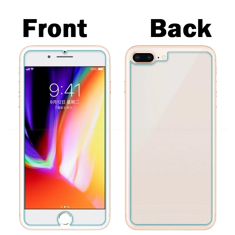 2 шт передняя + задняя 9H закаленное стекло для iphone X 10 Ten 5 5S SE 6 6S 7 Plus защитная пленка
