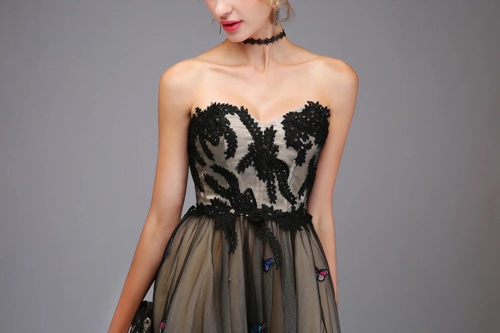 SSYFashion Новое короткое коктейльное платье милое без бретелек рукавов А силуэт