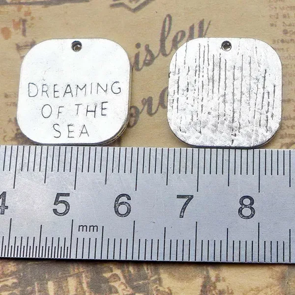 

25pcs Charm dreaming of the sea lettering pendant 19*19mm 2.75g Antique silver Handmade Jewelry Making DIY Alloy accessories Hot