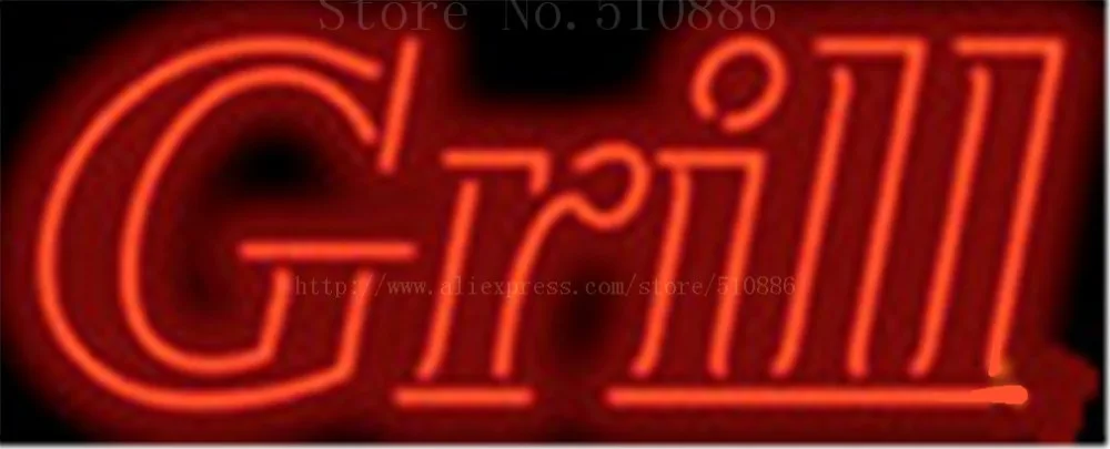 Grill NEON SIGN Real GLASS Tube Beer PUB Restaurant Signboard display Decorate Shop food dinner BBQ Light Signs 17*14&quot | Освещение