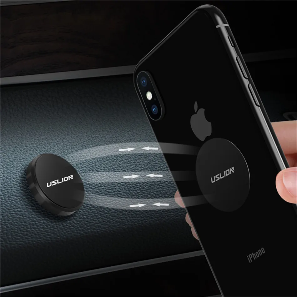 USLION универсальный магнитный автомобильный держатель для телефона для iPhone X 7 samsung Xiaomi Магнитная подставка для телефона в автомобиле поддержка мобильного телефона