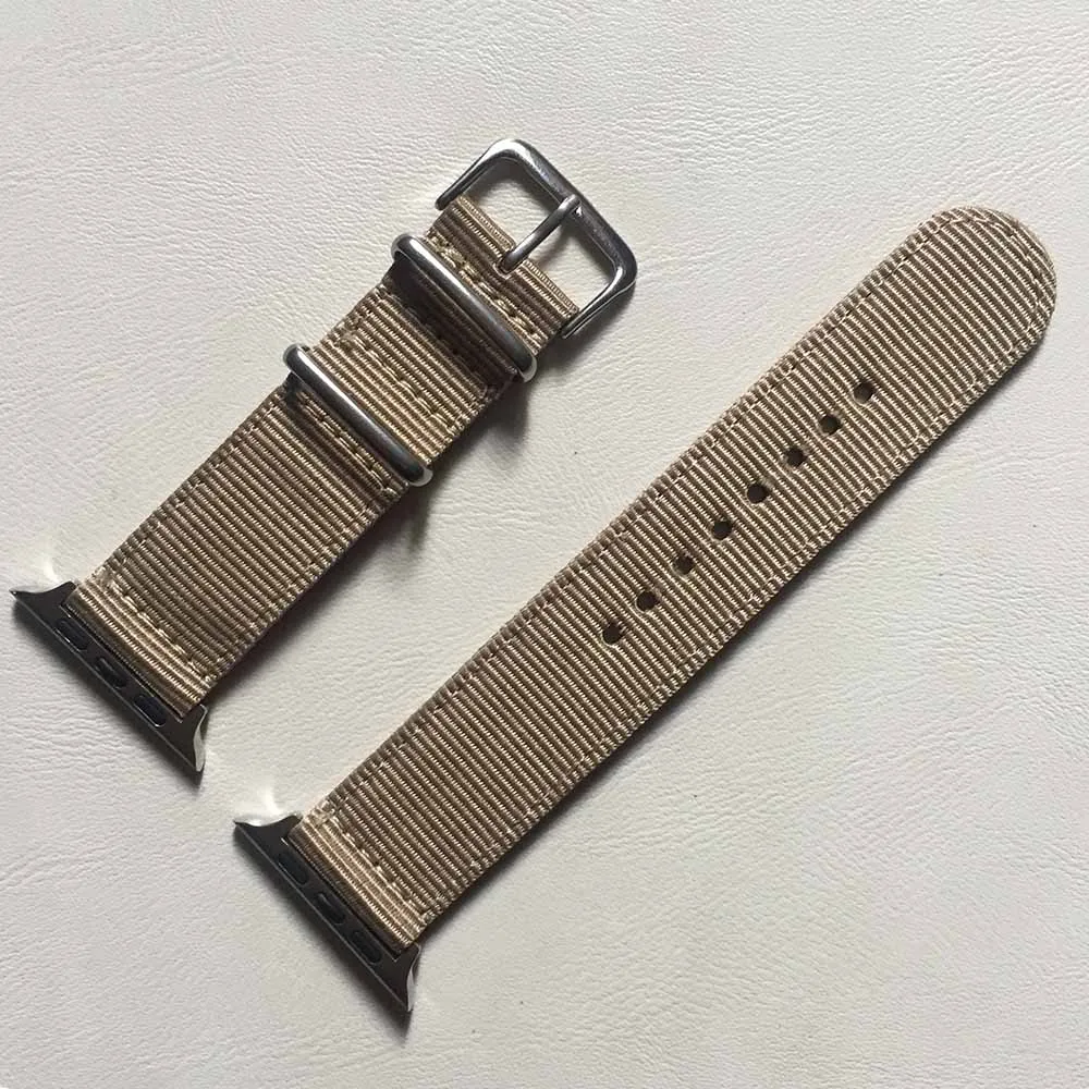 Silver Beige Нейлоновый спортивный ремешок для часов Apple Watch серии 4 ремешок для часов 42 мм 38 мм ремешок для часов iwatch 1 2 3 40 мм 44 мм черный, зеленый - Цвет ремешка: Silver Beige