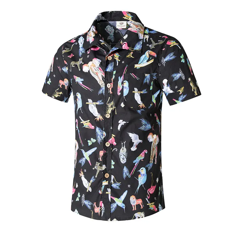 Летняя мужская рубашка camisa masculina пляжный топ с животными белые рубашки уличная