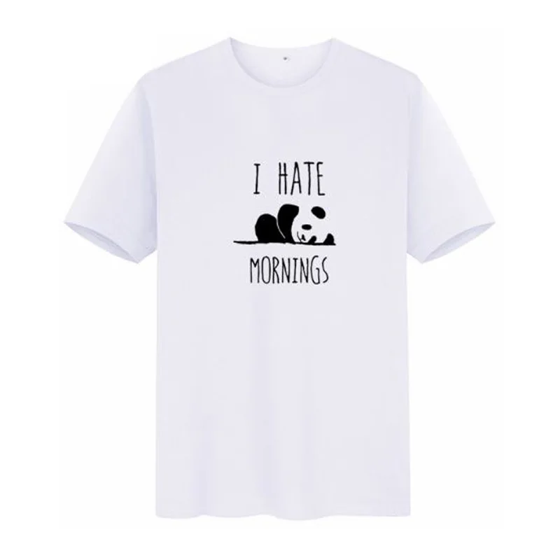 Женская футболка с принтом ONSEME I Hate Mornings круглым вырезом и коротким рукавом