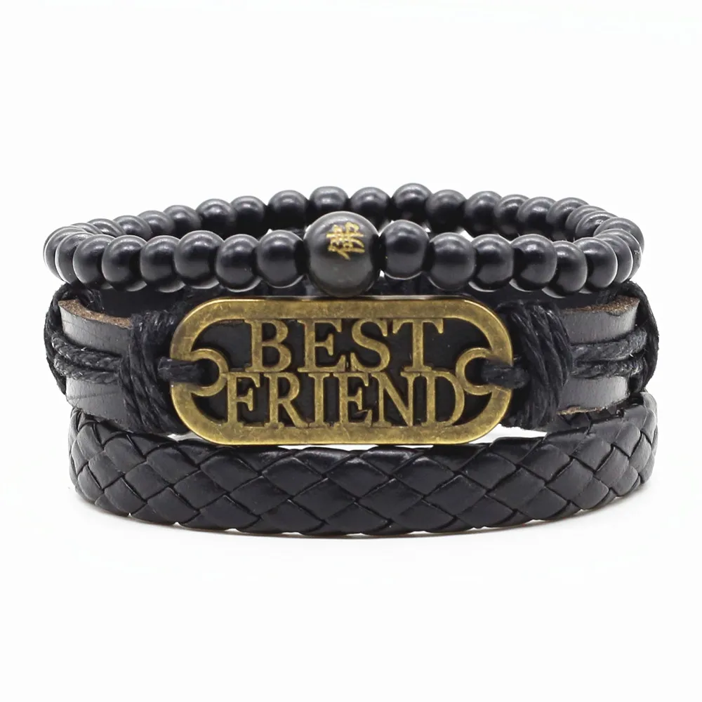 Винтажный кожаный браслет ручной работы с бусинами 3 шт./компл.|bracelets for|leather bracelets