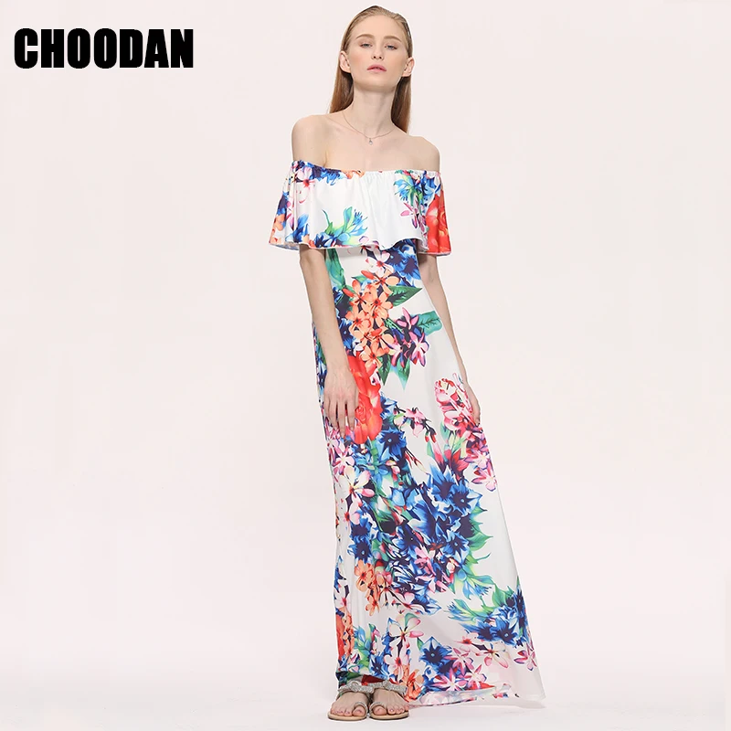 Платье женское повседневное в стиле бохо длинное платье-карандаш пол с цветочным