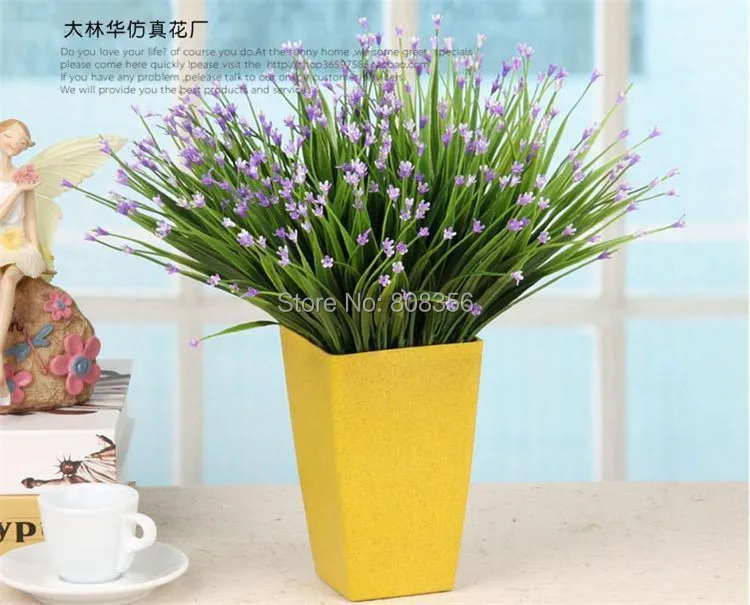 one Plastic Plant 35cm/13.78&quot White/Purple/Yellow/Red Artificial Spring Grass Small Flower for Wedding Flowers | Дом и сад
