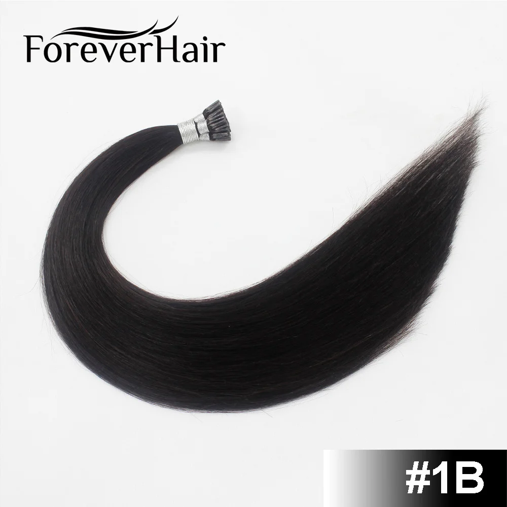 FOREVER HAIR Remy Предварительно скрепленные волосы для наращивания 0,8 г/локон 1" 18" 2" наконечник кератиновой палочки прямые европейские Горячие сплавляемые волосы 50 шт - Цвет: # 1B