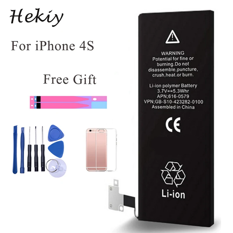 100% Hekiy Оригинальный аккумулятор для мобильного телефона iPhone 4S реальная емкость