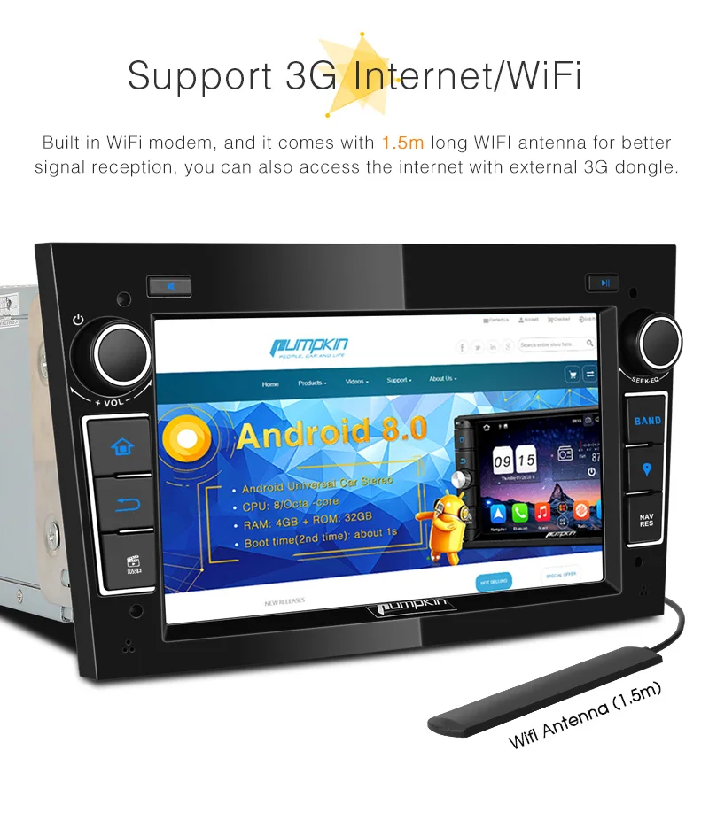 Pumpkin2 Din7''Android 8,0 Автомагнитола без dvd-плеера gps навигация 4 Гб ОЗУ Wifi Восьмиядерный автомобильный стерео аудио для Opel/Vectra/Astra