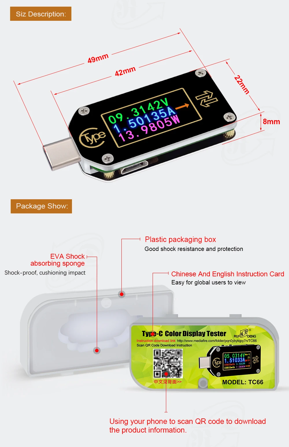 RD TC66/TC66C type-C PD триггер USB-C Вольтметр Амперметр Напряжение 2 способ измеритель тока мультиметр PD зарядное устройство батарея USB Тестер