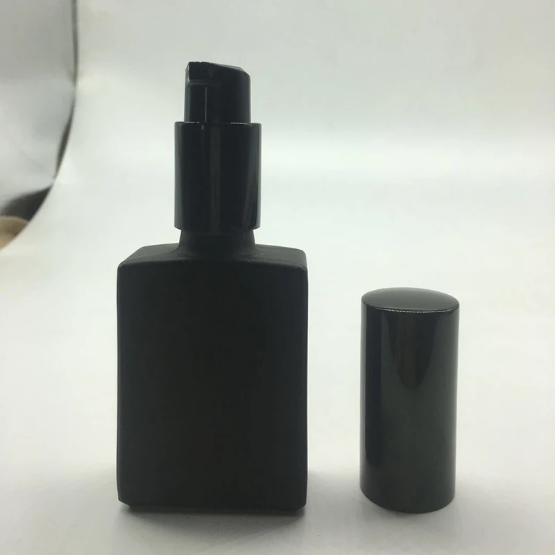 

300pcs 50ml black rectangle bottle with lotion pump cap 2oz Glass Dropper Container rectangle bottle