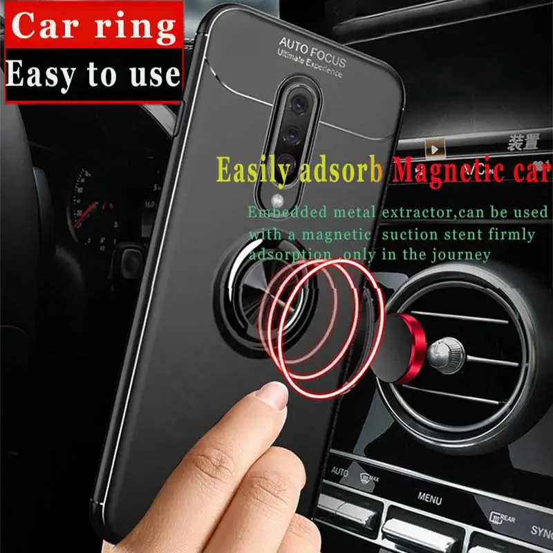 Luxury Shockproof Magnetic Bumper Case On The For Oneplus 7 Pro Cover 6 6T Soft Silicone Car Ring |
