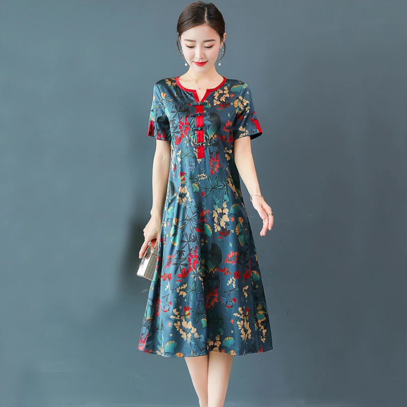 Платье из натурального 100% шелка размера плюс L 3XL 4XL 5XL женское летнее платье с