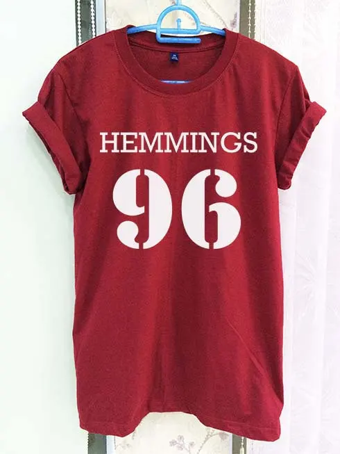 Luke Hemmings 96 рубашка 5sos 5 Sos малиновая красная женская футболка с коротким рукавом