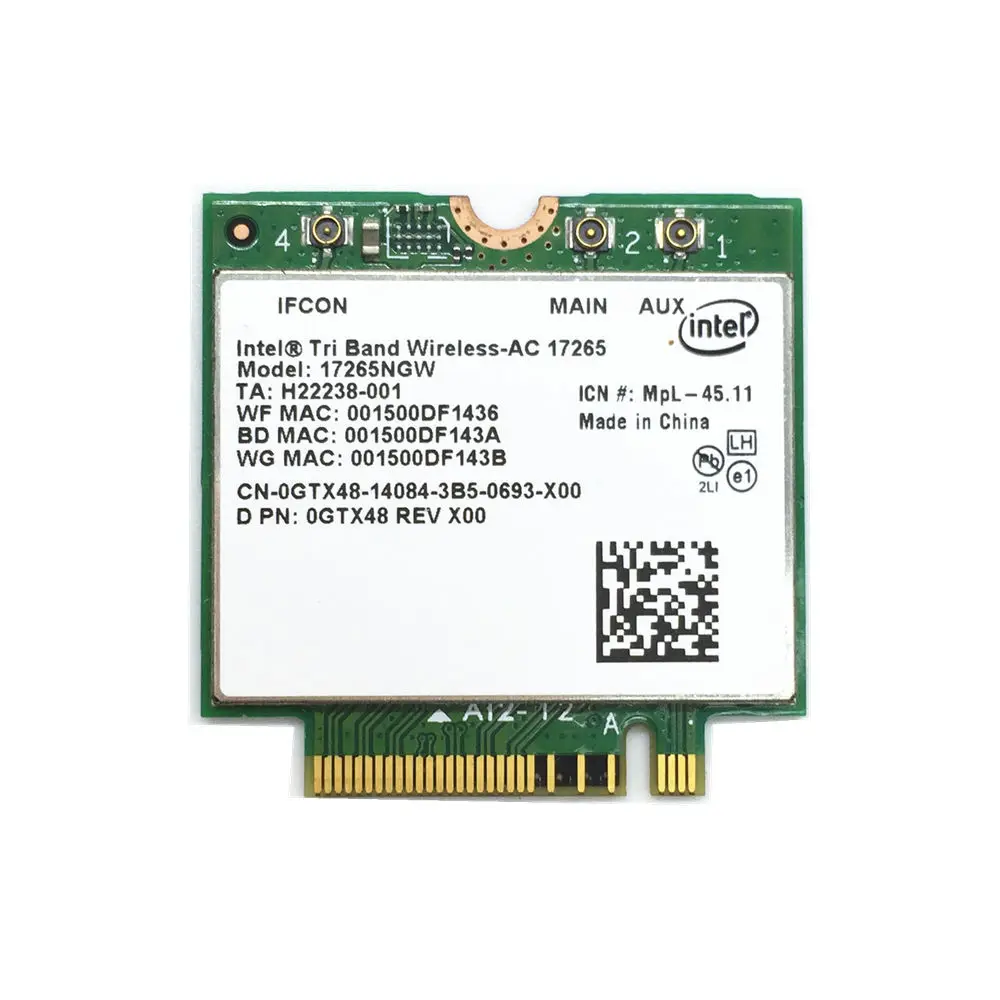 Для беспроводной связи AC Intel 17265 17265NGW Wifi 867M Bluetooth BT 4 0 Двухдиапазонная NGFF карта|dual