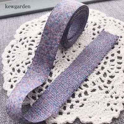 Фиолетовый Kewgarden твидовые атласные ленты 35 мм 25 мм 15 мм DIY Бант хлопок лента вручную изготовленная лента аксессуары для одежды Riband 5 метров - Цвет: Фиолетовый
