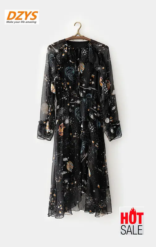 2019 Новое готовое платье с принтом звезд|Женские платья| |