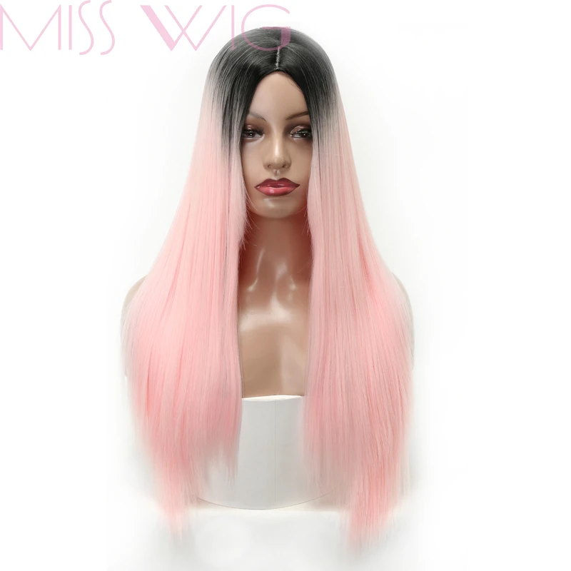 Miss wig Ombre Синий прямой Длинные Синтетические парики для женщин черный красный 24