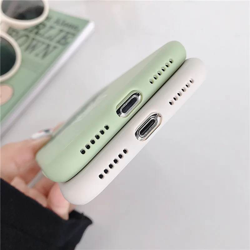 Милый чехол для телефона с зелеными цветами iPhone XS MAX XR силиконовый мягкий из ТПУ 6 S